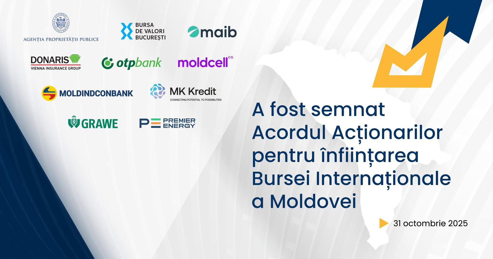 Anunțăm semnarea Acordului Acționarilor pentru înființarea Bursei Internaționale a Moldovei