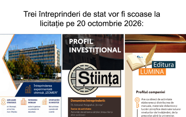APP | REAMINTIM: Trei întreprinderi de stat vor fi scoase la licitație pe 20 octombrie